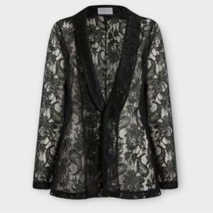 James Lakeland Sheer Lace Open Front  Blazer in Black Women’s Size M NWT